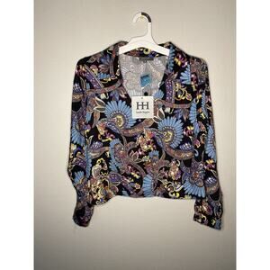Haute Hippie Women’s Geo Floral Boho Cropped Medium Paisley NWT Whimsy NEW